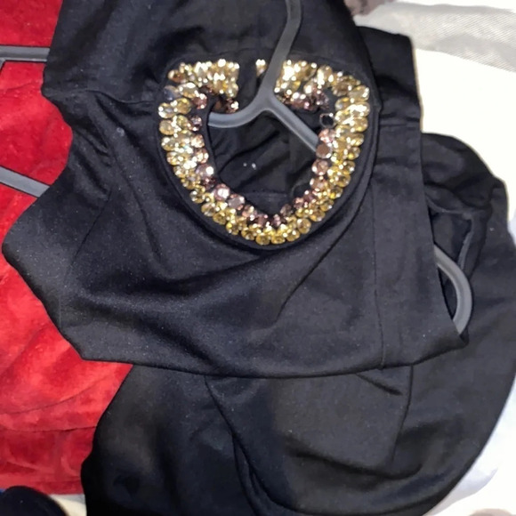 H&M black rhinestone neck detail tunic Mini dress Sz S - Picture 10 of 11